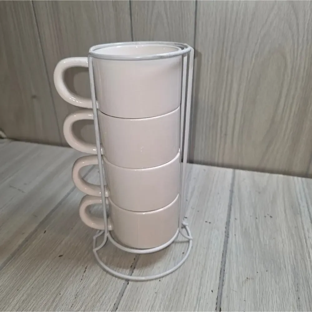 DEI Stackable Hedgehog Coffee Mugs With Stand Cute Animal Set Of 4